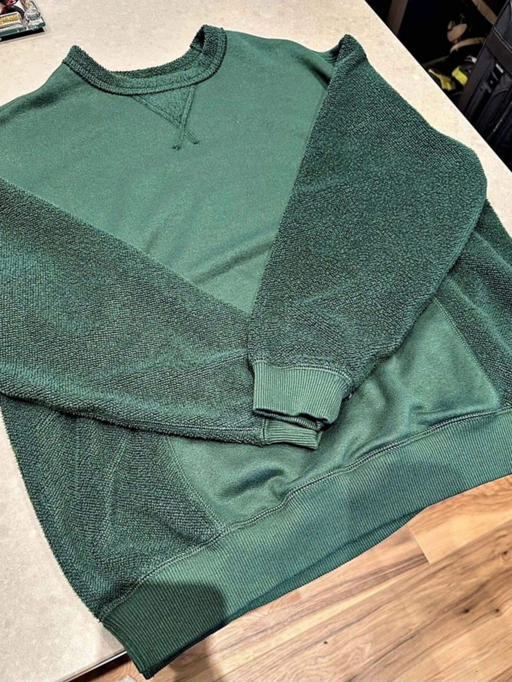 Aerie Wonder Textured V-Neck Sweatshirt Green XXS